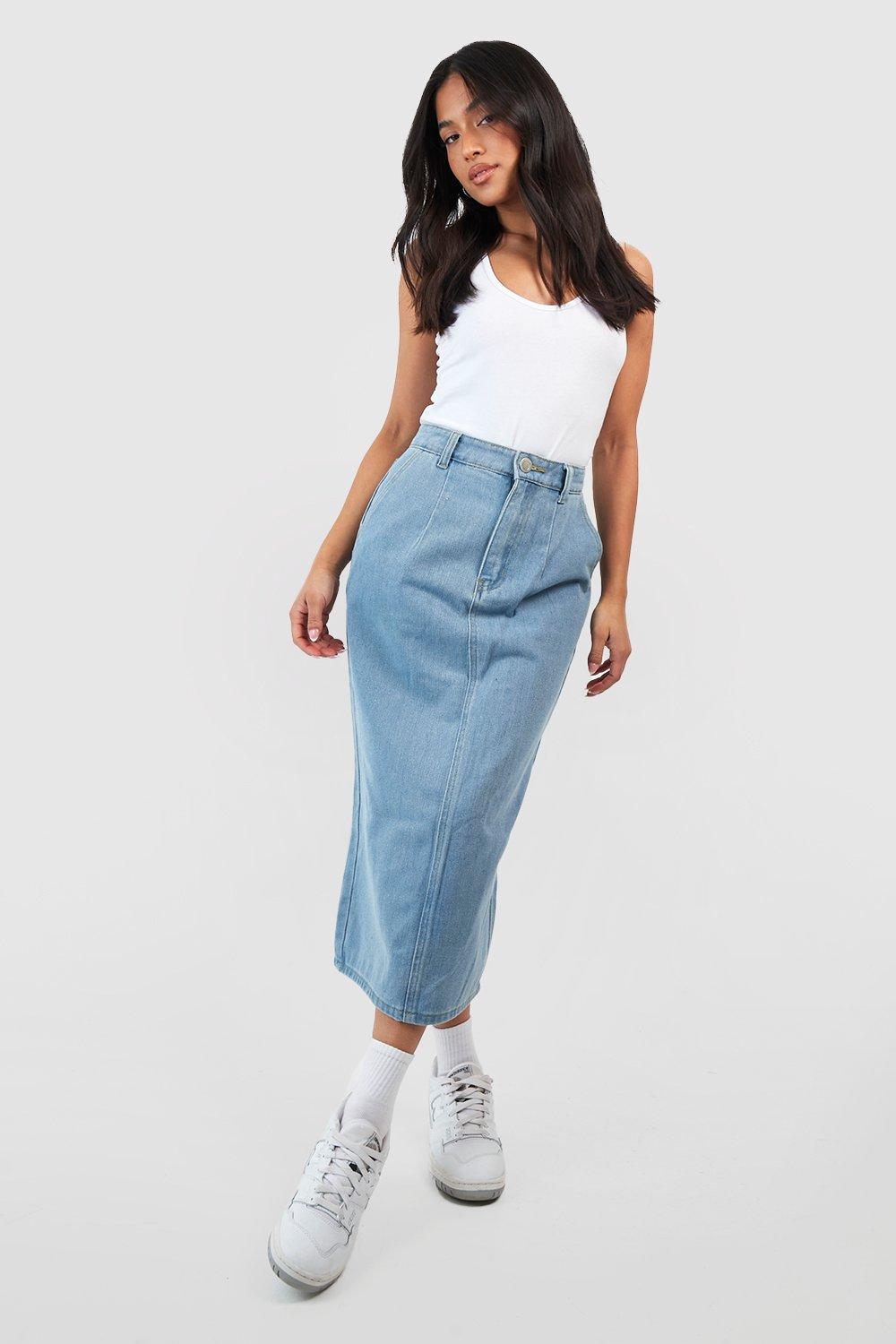 Denim pencil clearance skirt boohoo